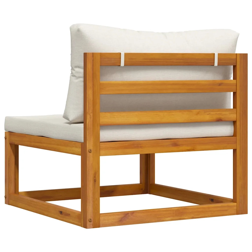 Divano Centrale Modulare Cuscini Bianco Crema Massello Acacia 311863