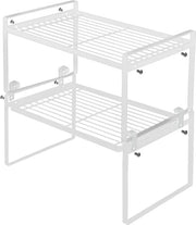 Set di 2 mensole da cucina, organizzatore, mensole per piatti, bianco, accessorio per armadi cucina, tavola da servizio, armadio, organizzatore, mensole per spezie per piano di lavoro, cucina, bagno