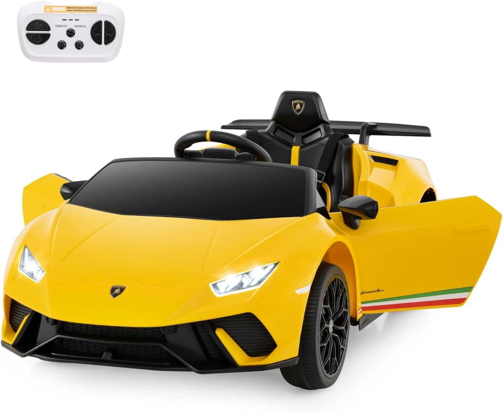 12V Lamborghini Auto Elettrica per Bambini, Macchina Elettrica Cavalcabile con Telecomando, Luci LED Musica e Funzione di Avvio Lento, 3-5 Km/h, per Bambini 3 Anni+ (Rosa)