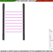 Barriera Infrarossi Attivi 8 Multifasci Segnala Allarme Intruso Rispetto a Quanti Fasci Interrotti Programmati Relè Libero Tamper Esclusione Led e Cicalino Alimentazione 12 V Misure H1520XL30XP30 mm