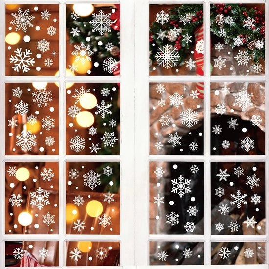 Decorazioni per finestre a forma di fiocco di neve - Sicurezza: non ingerire - Decorazione per Natale - Decorazioni per finestre - Avvertenza di sicurezza - Decorazioni per la festa di Natale - Non ingerire
