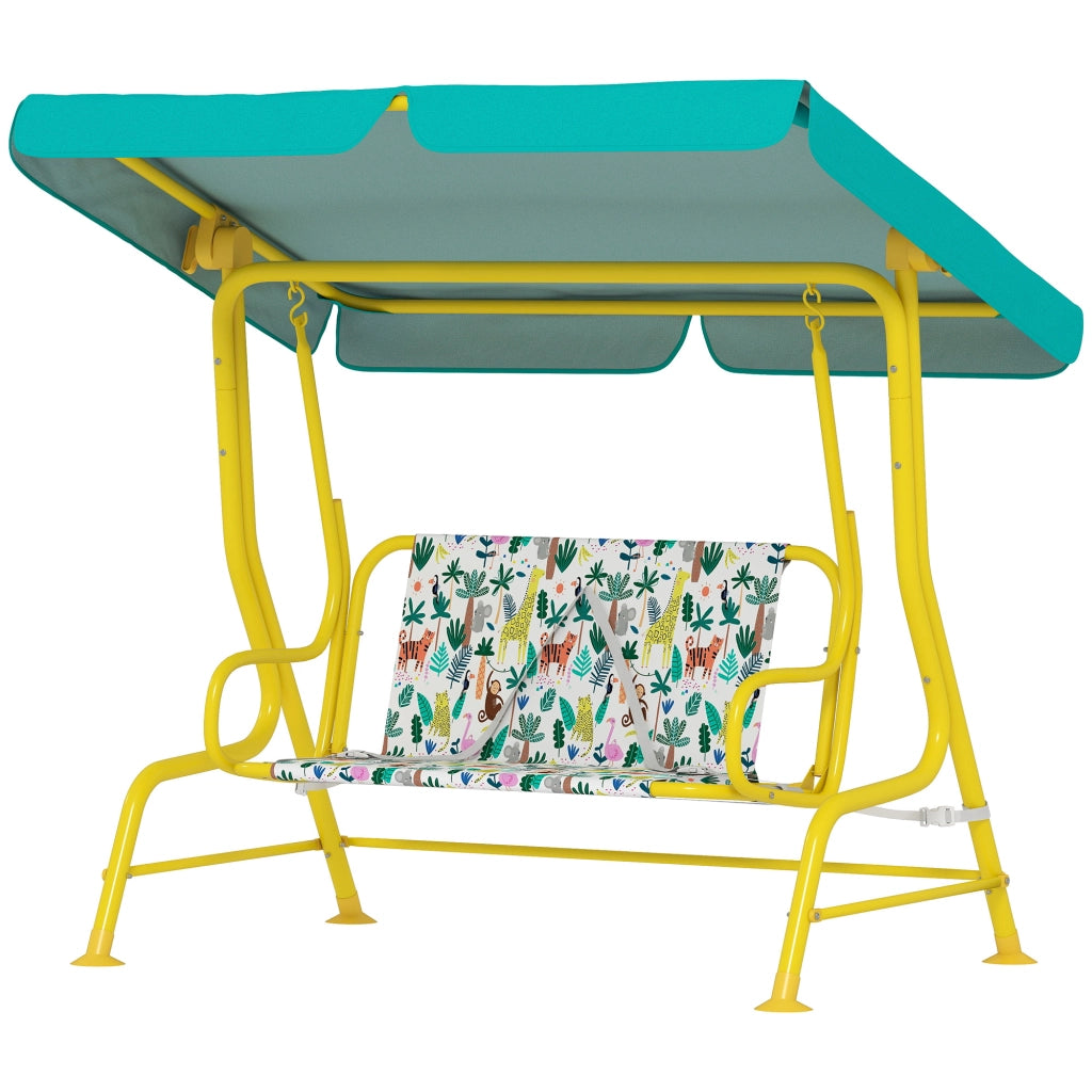 Dondolo da giardino per bambini 2 posti con tettuccio regolabile ¨C Xylo ¨C verde, 112x75x120cm