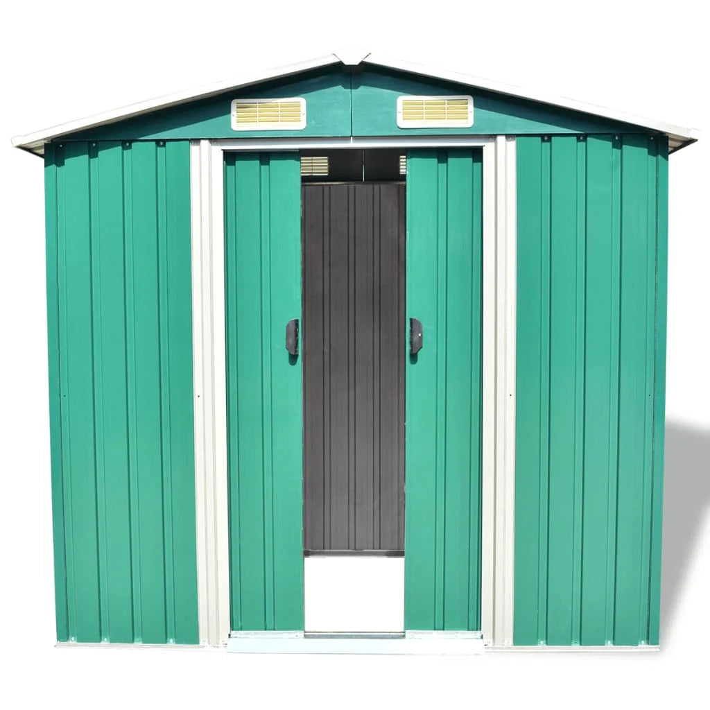 Casetta da giardino cabina ripostiglio capanno da esterno capanno per attrezzi metallo robusto 204 x 132 x 186 cm verde 02_0022390