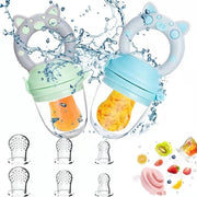 Fruitaspettatore per bambini da 3 mesi in su, versione aggiornata 2022, aspettatore per alimenti, bocchino largo, aspettatore per alimentazione dei bambini, BPA-free, 8 spicchi in silicone in 3 dimensioni