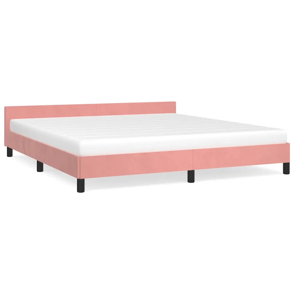 Giroletto con Testiera senza Materasso-Struttura Letto Rosa 180x200 cm Velluto
