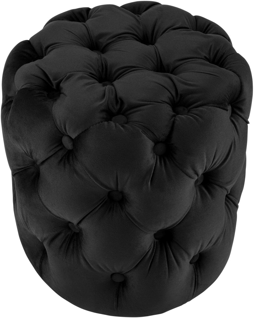 Pouf Drancy in velluto trapuntato nero,M
