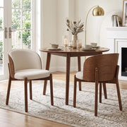 SEDIA da pranzo Set da 2 pezzi in legno e lino color noce