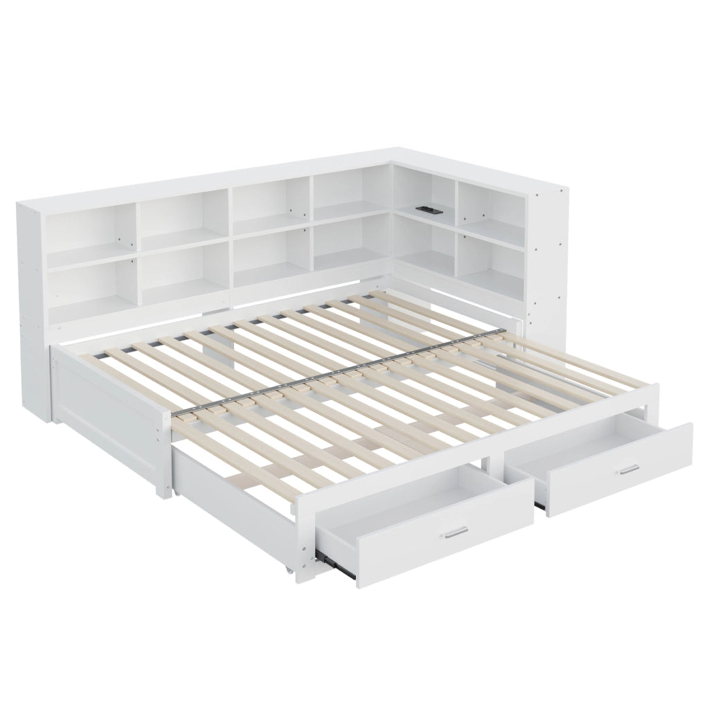 LETTO multifunzione 90/180x190 cm in legno bianco con contenitore