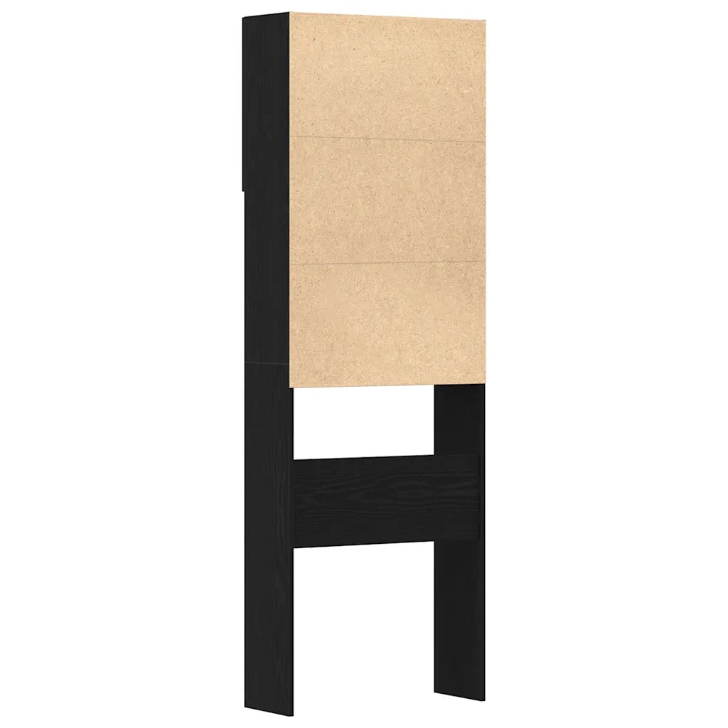 Mobile Lavatrice Rovere Nero 64x24x190 cm in Legno Multistrato 859128