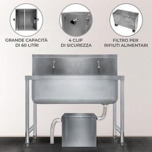 Separatore di grasso commerciale 60L in acciaio inox con filtro intercettatore per rifiuti Ristorante
