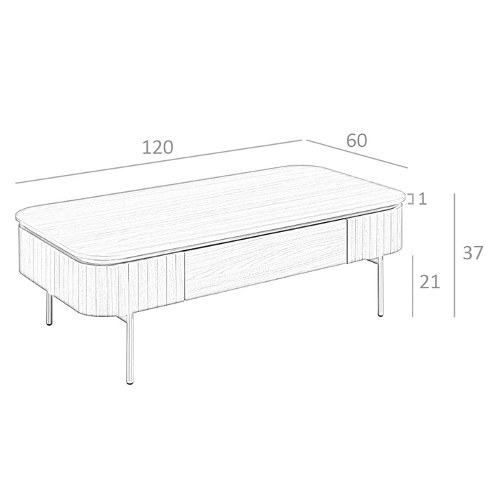 Tavolino rettangolare in noce e acciaio lucidato oro