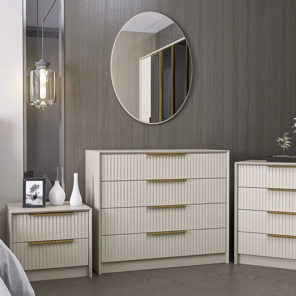 Cassettiera in legno "Kale" - 100 x 45 x 85 cm - Beige