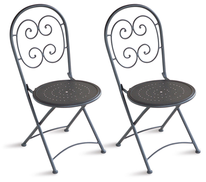 Sedia Pieghevole da Giardino 41x55x91 cm in Ferro Orta Grigio Antracite