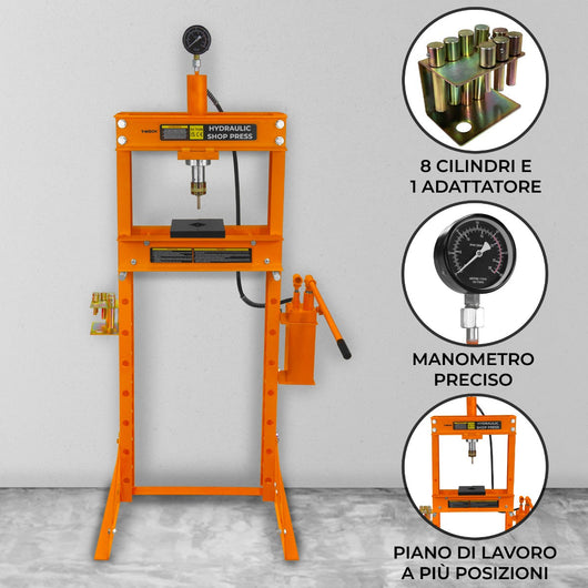 Pressa idraulica da negozio 20 tonnellate Manometro per montaggio a pavimento Officina Garage