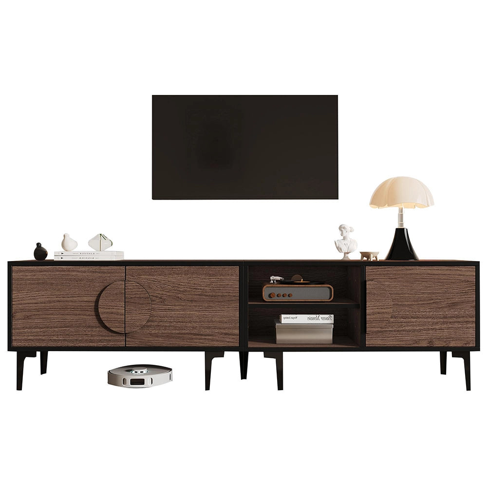 Mobile TV Basso 180x35x49cm - Xylo - 2 Ante, Colore Noce Scuro, fino a 80"