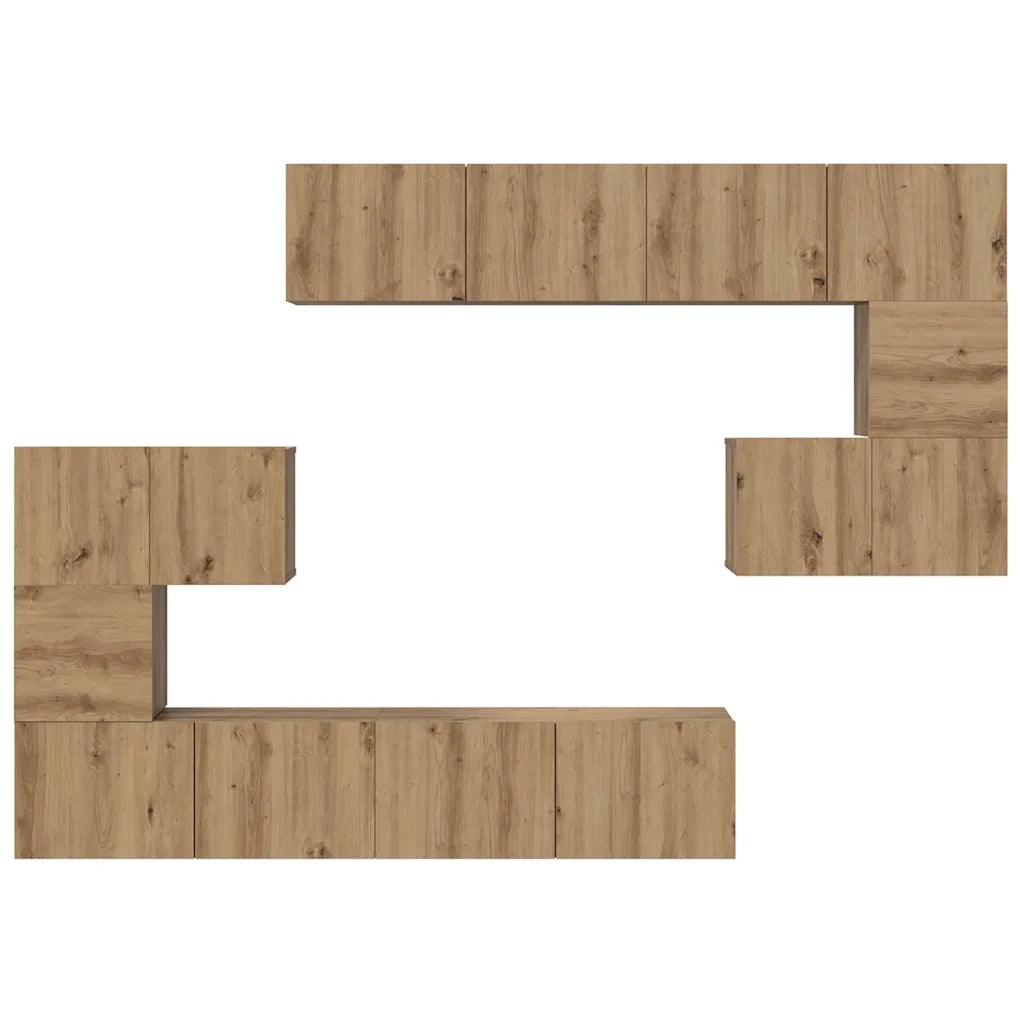 vidaXL Set mobile TV 8 pcs rovere artigianale 80 x 30 x 30 cm