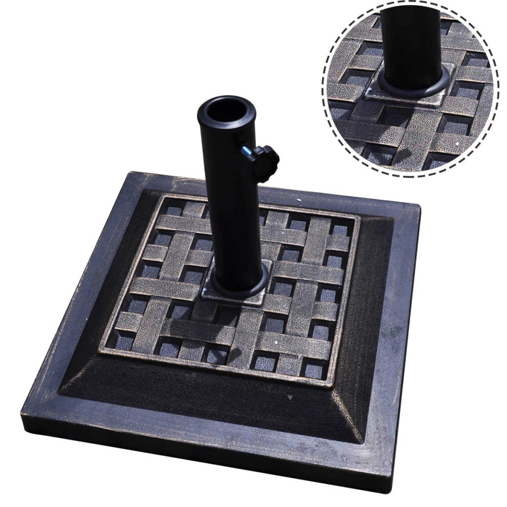 Base per ombrellone quadrata supporto per ombrellone φ38mm o φ48mm 440 x 440 x 330 mm stabilità ottimale design classico in resina color bronzo 20_0020887