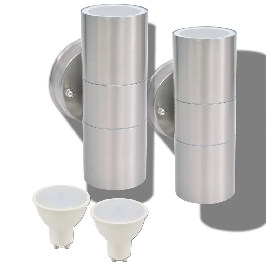 Applique LED Parete 2pz Acciaio Inox Proiezione Alto/Basso 42415