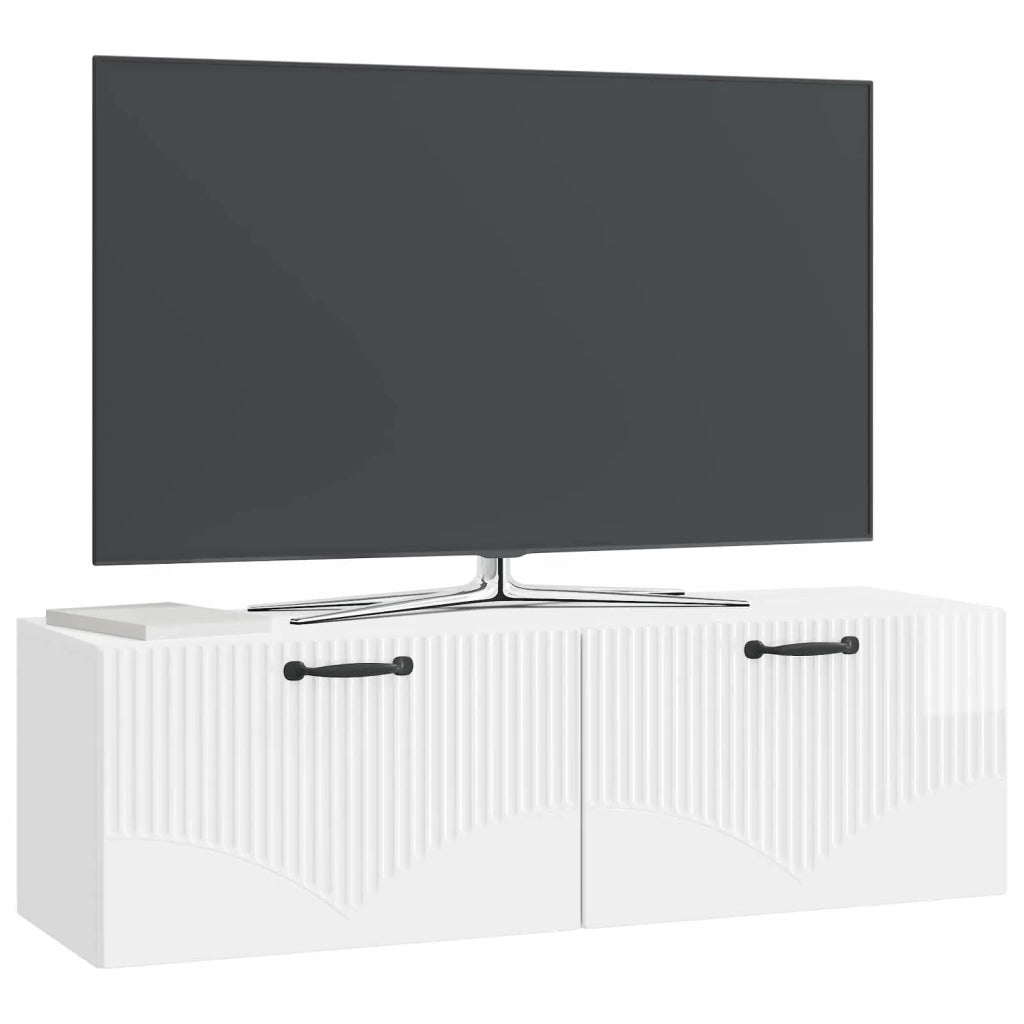 Mobile Porta TV da Muro Bianco Lucido 98 x 31 x 30 cm 899069