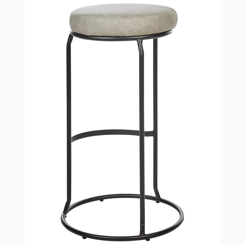 Set di 2 sedie da bar in ecopelle grigio con gambe in acciaio senza braccioli stile moderno soggiorno