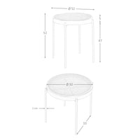 Tavolo angolare rotondo in rattan, legno nero e acciaio nero
