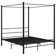Letto a Baldacchino Nero in Metallo 160x200 cm 325063
