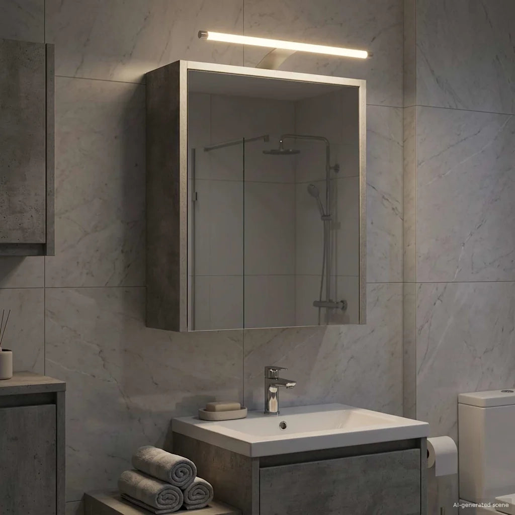 Mobiletto per specchio da bagno con lo scaffale Grigio cemento