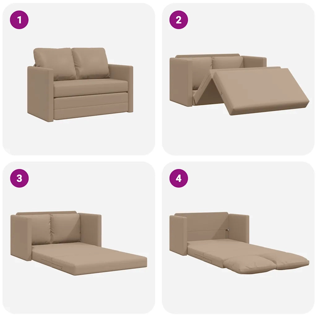 Divano Letto da Terra 2 in 1 Cappuccino 112x174x55cm Similpelle