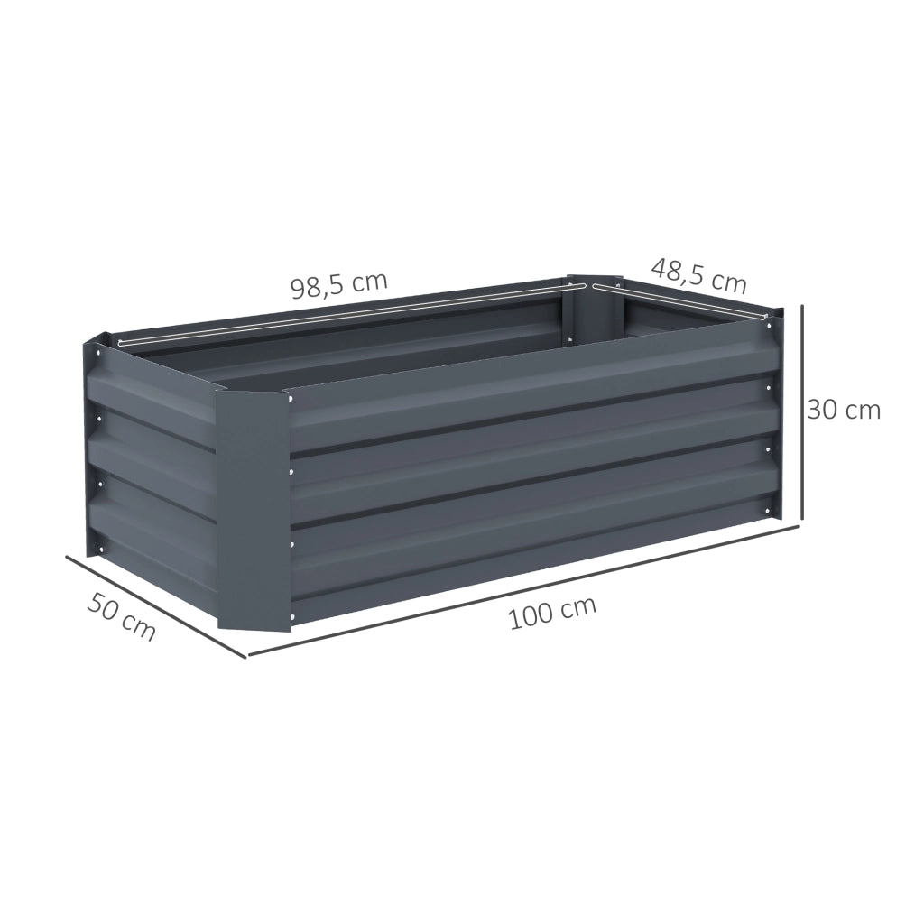 2 Pezzi Letti Rialzati per Orto ¨C Zephmum ¨C Grigio Acciaio Ondulato 100x50x30 cm