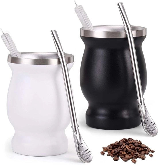 Set di attrezzi per la preparazione del mate a doppia parete con 2 accessori