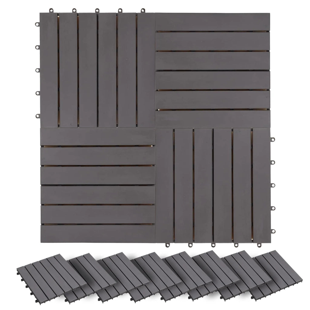 Piastrella per Decking 20 pz Grigio 30 x 30 cm Legno di Acacia CFW2147452
