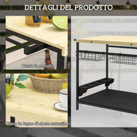 Carrello da Giardino a 2 Ripiani 97.5x65x81 cm con Portabottiglie in Legno di Abete