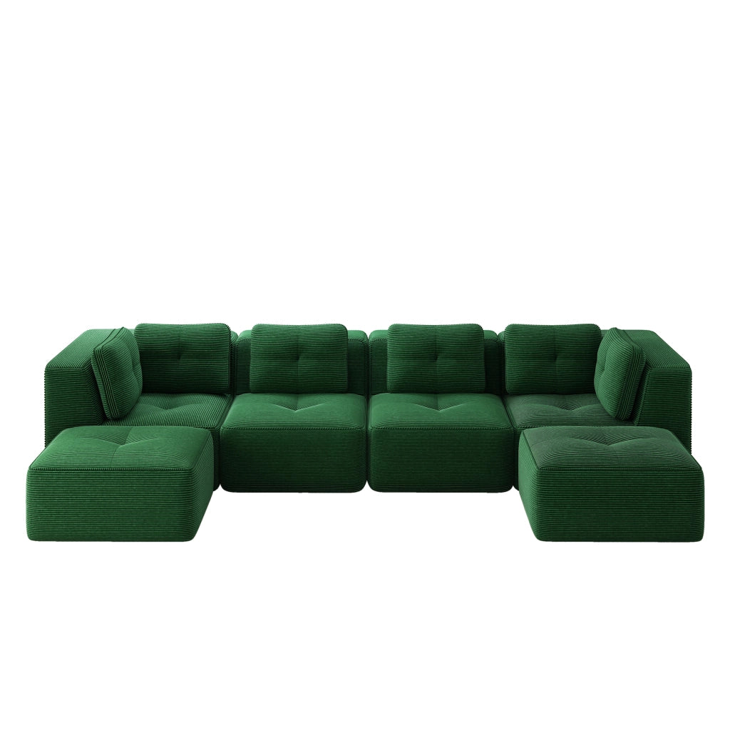 Divano Angolare Modulare con Ottomane ¨C Xylo ¨C Verde, Senza Montaggio