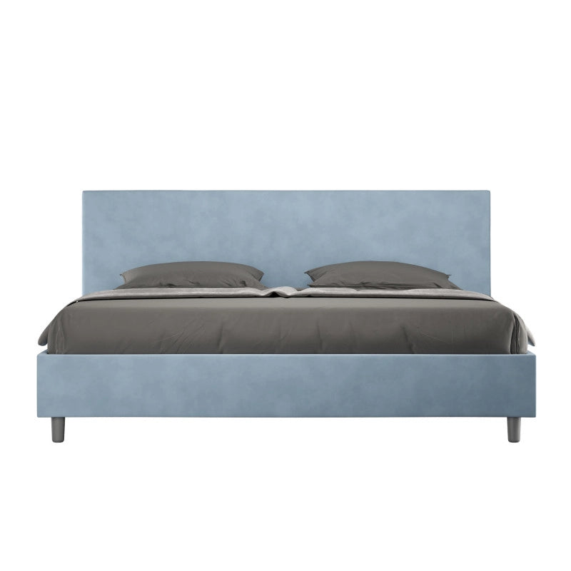 Letto imbottito Matrimoniale 180x190 cm Adele - Contenitore,Microfibra,Azzurro