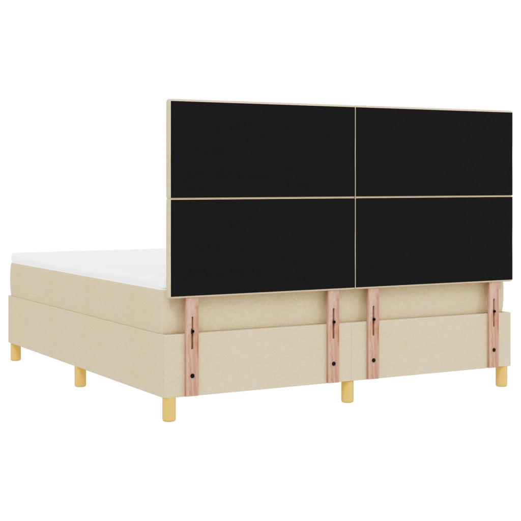 Letto a Box Spring con Materasso e LED Crema 180x200 cm Tessuto