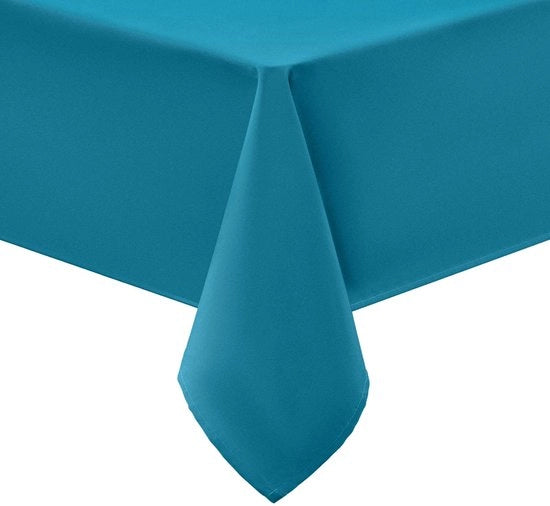 Tavolo da pranzo in tessuto lavabile - 140 x 300 cm - effetto loto - resistente alla sporcizia - per feste e cucina - azzurro turquesa