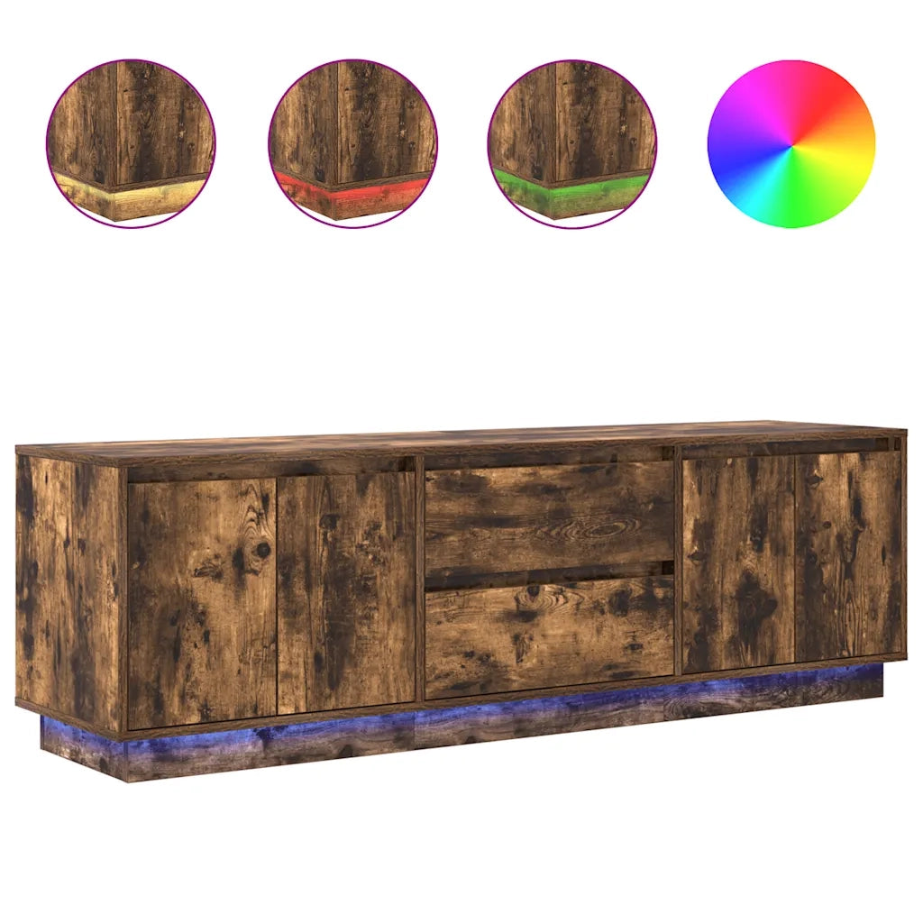 Mobile Porta TV con Luci LED Rovere Fumo 160,5x41x50 cm 3328430