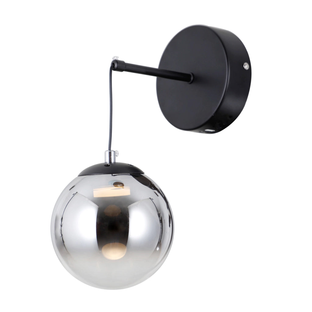 Applique Velada nero opaco sfera vetro fumé LED 5W Italux