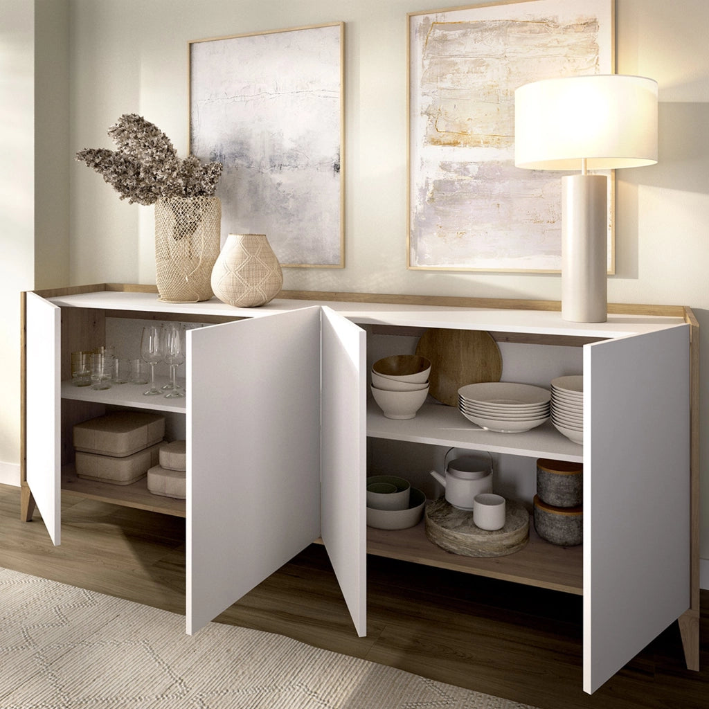 Madia Chanute, Credenza 2 Ripiani, 40x184x78h cm Bianco