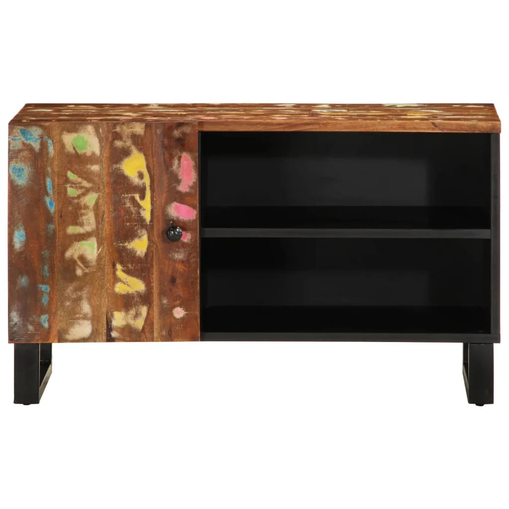 Mobile TV multimediale mensola TV credenza mobile TV sala da pranzo soggiorno camera da letto 80 x 33 x 46 cm legno di recupero e ingegnerizzato marrone 02_0026245