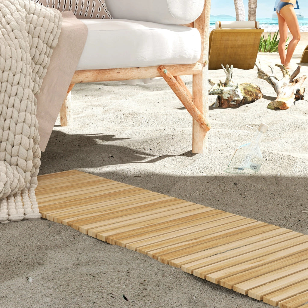 Passerella da Giardino Rotolabile ¨C zephmum ¨C Legno di Abete Naturale 120x47x1 cm