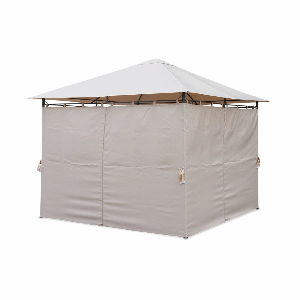 Gazebo da giardino 3x3m struttura in alluminio con tende scorrevoli,