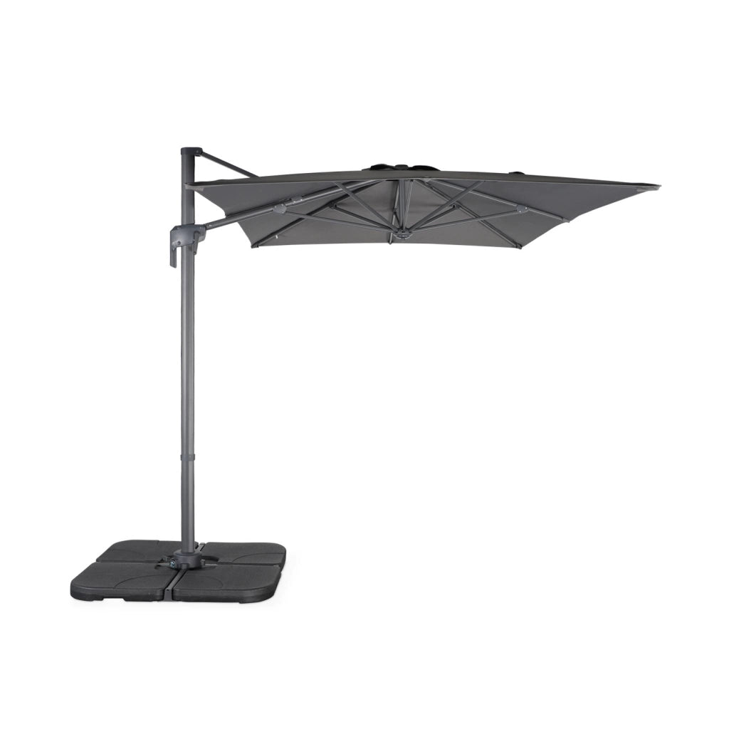 Ombrellone rettangolare eccentrico, 3x2m, grigio