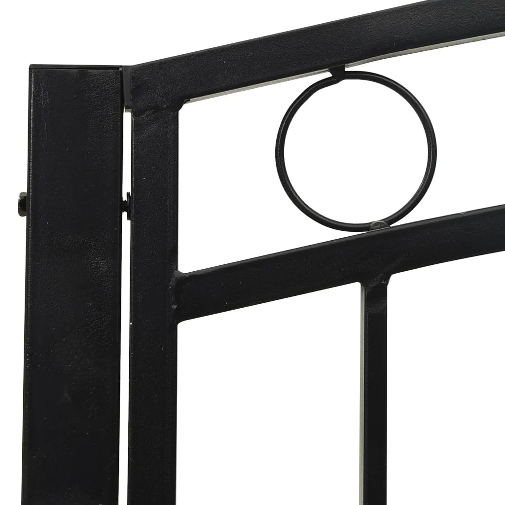 Panca da giardino mobili da esterno per patio terrazza con tavolo nero 120 cm acciaio 02_0011643