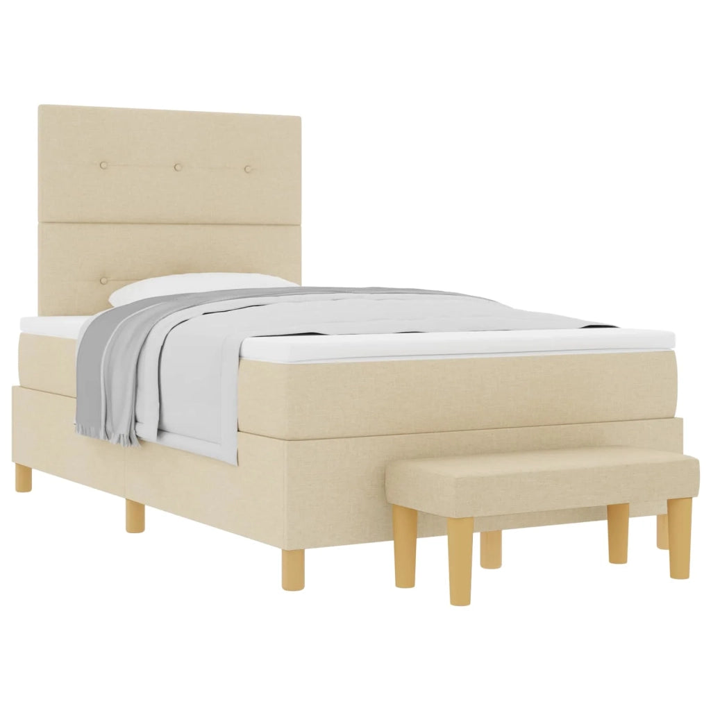 Letto a molle con materasso Crema 120 x 200 cm Tessuto