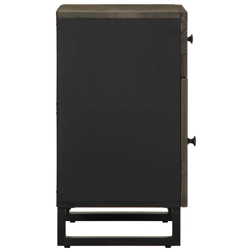 Comodino Nero 50x33x60 cm in Legno Massello di Mango 4017692