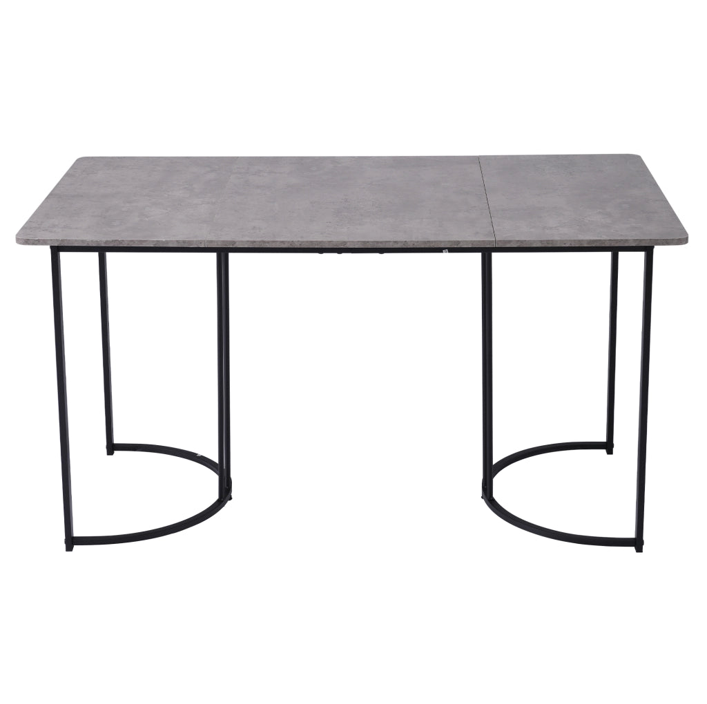 Set tavolo da pranzo 140x80 cm con 4 sedie in velluto grigio