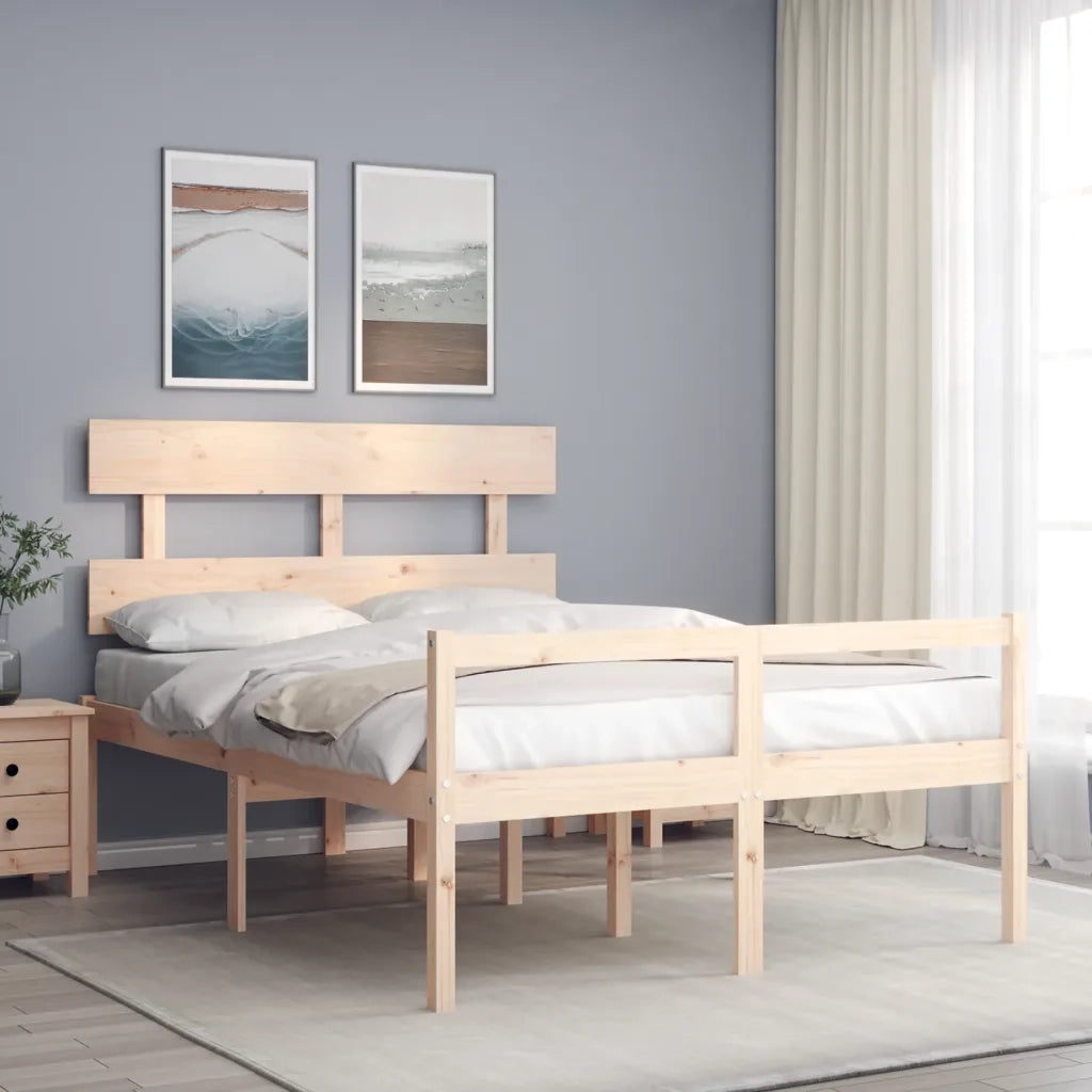 Letto per Anziani con Testiera 140x200 cm in Legno Massello 3195351