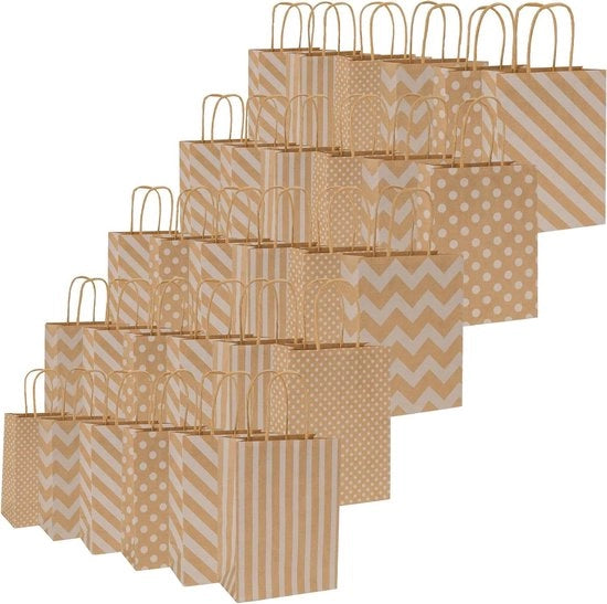 Set di 30 sacchetti di carta per bambini - Sacchetti di carta con maniglie - Sacchetti per regali per caramelle, biscotti, feste - Festa di benvenuto, compleanno - 21 x 15 x 8 cm