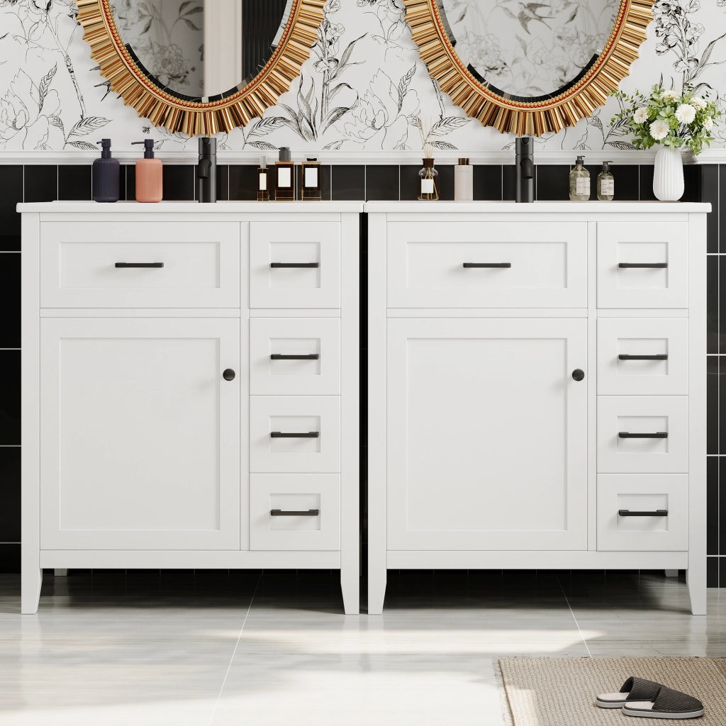 Mobile da Bagno con Lavabo Integrato e Cassetti ¨C MINIMAL ¨C Bianco 76x46x90